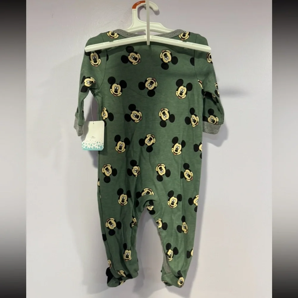 Green Mickey head‎ Disney Baby footie pajamas
